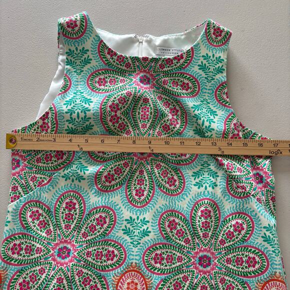 London Style Women's Size 8 Multicolor Festive Floral Paisley Sleeveless Dress - Picture 6 of 11